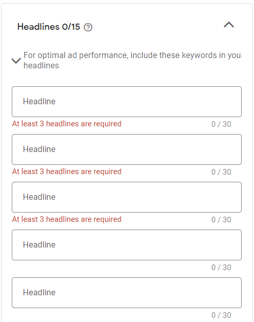 Crear Anuncio de Búsqueda Adaptable (RSA) desde la interfaz de Google Ads: Paso 5