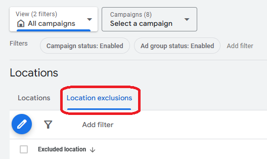 PMax Locations Exclusions