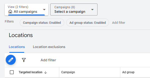 Menu Locations to Target in PMax Campaigns